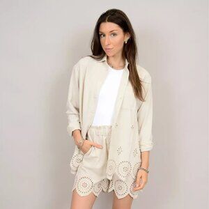 Women's Oak & Ivy Shaya Embroidered Shirt - Beige - Size Medium